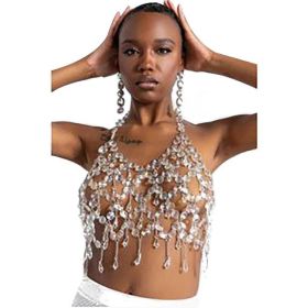 Cut-Out Sparkling Crystal Pendant Wrap Body Chain