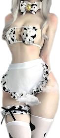 Womens Anime Cow Cosplay Bikini Lolita Kawaii Bra and Panty Set Japanese Underwear White Stocking (Color: Milk Set-3, size: One-Size)