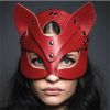 Half Face Fox Cosplay Mask Female Leather Mask Eye Cosplay Leather Halloween Party PU Half Face Rabbit Mask Adult Game Supplies